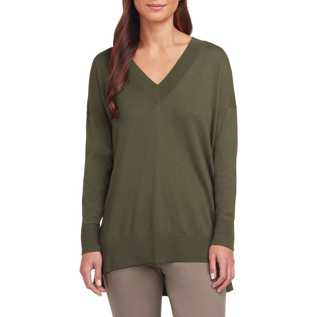 Matty M . Side Slit Sweater In Green