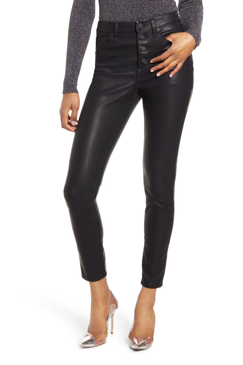 Faux Leather Button Front Pants, Main, color, DADDY SODA