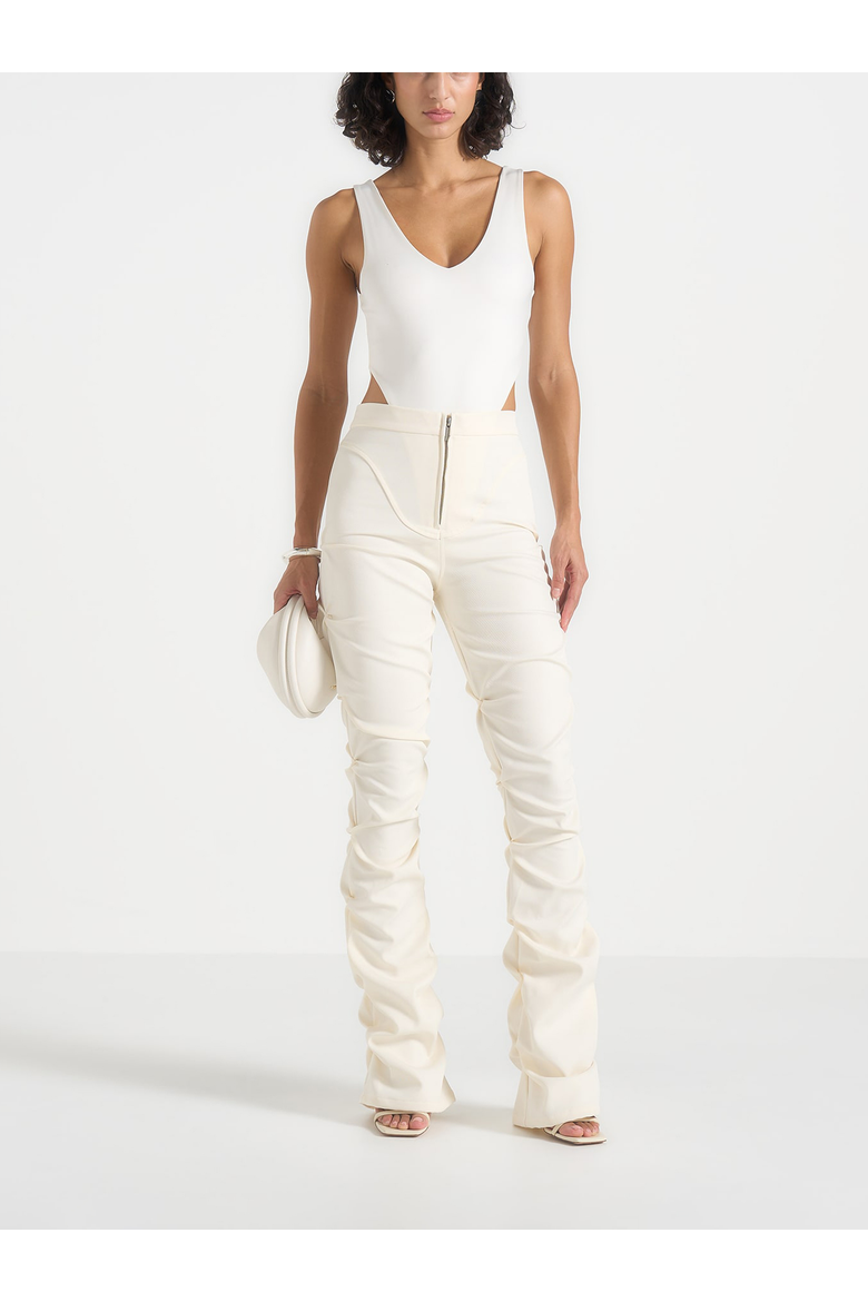 Caroline Tacked Twill Flare Trousers, Main, color, White