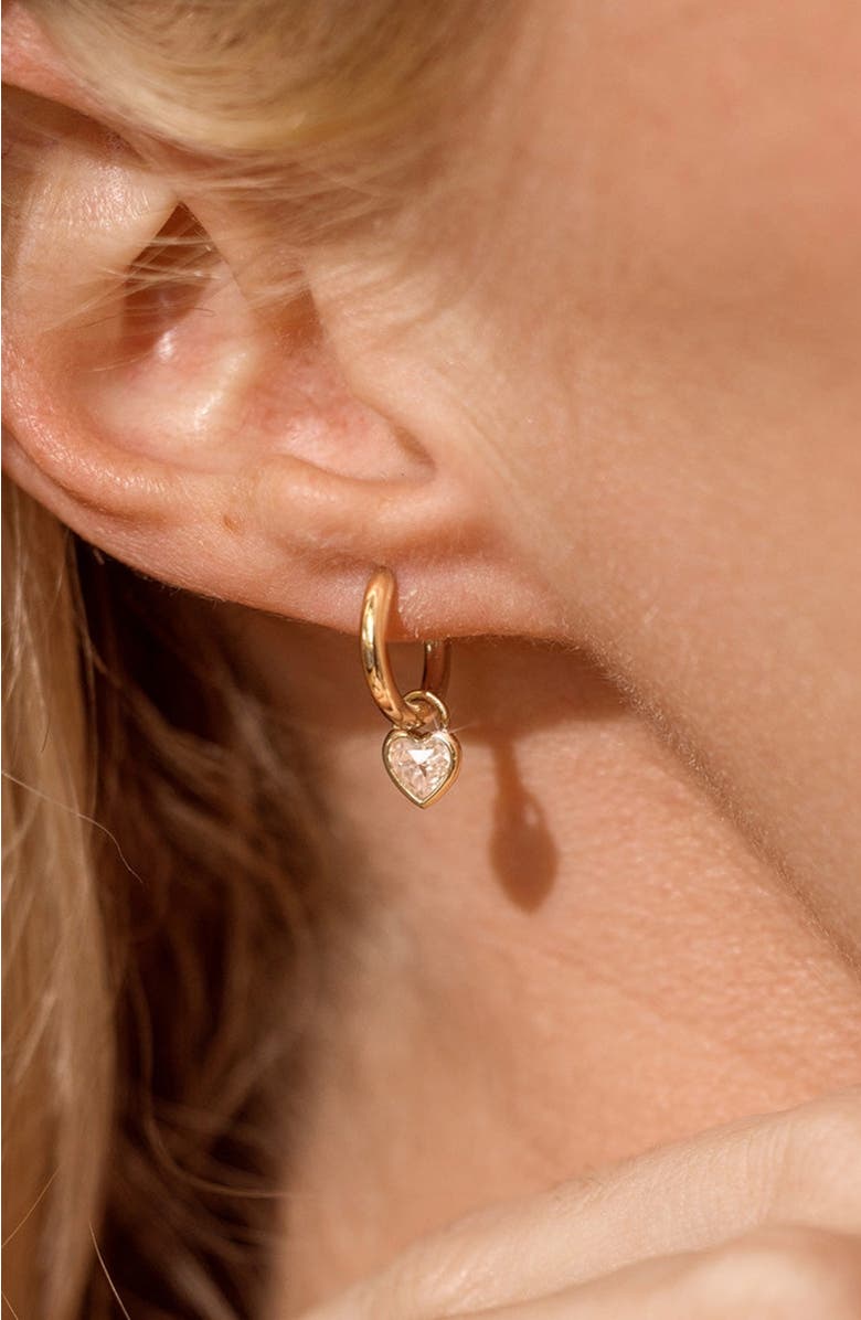 MADE BY MARY CZ Heart Huggie Hoop Earring, Alternate, color, Gold