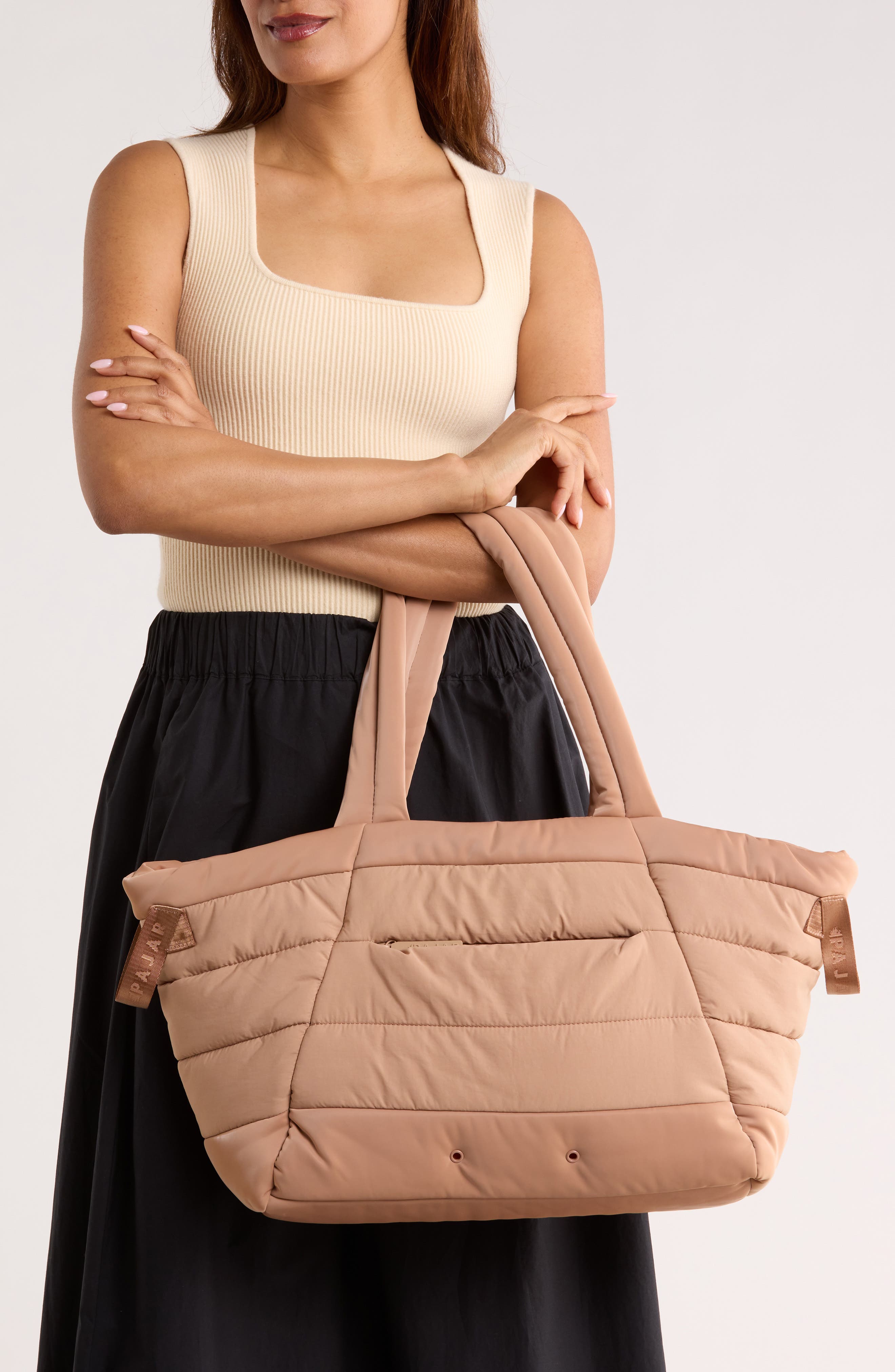 Celion Puffy Tote Bag, Alternate, color, BEIGE