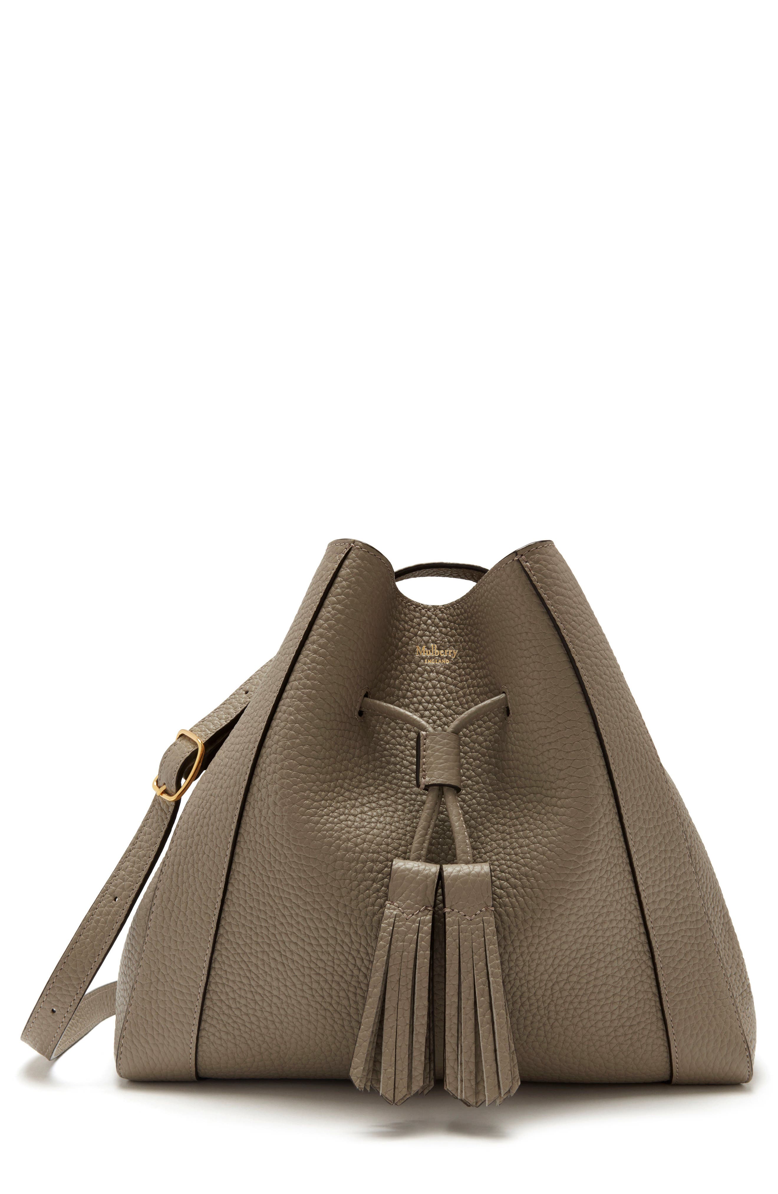 Small Millie Leather Tote, Main, color, SOLID GREY
