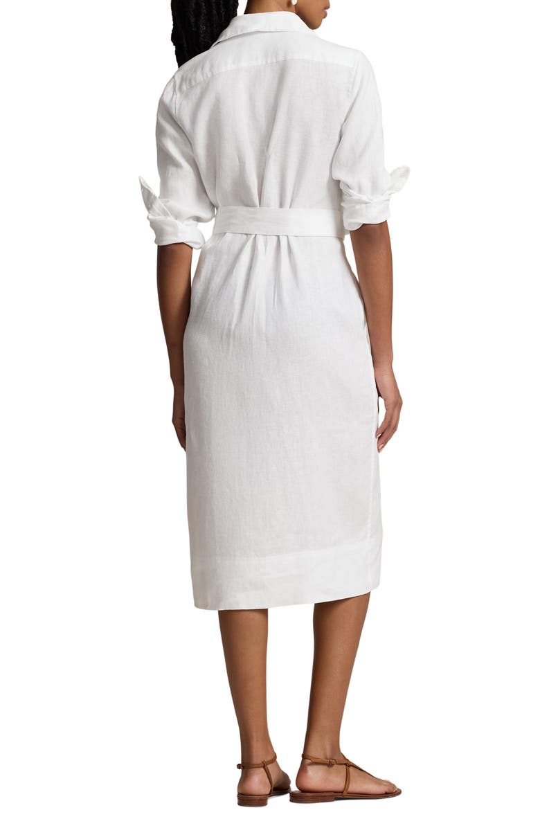 Polo Ralph Lauren Belted Long Sleeve Linen Shirtdress, Alternate, color, 