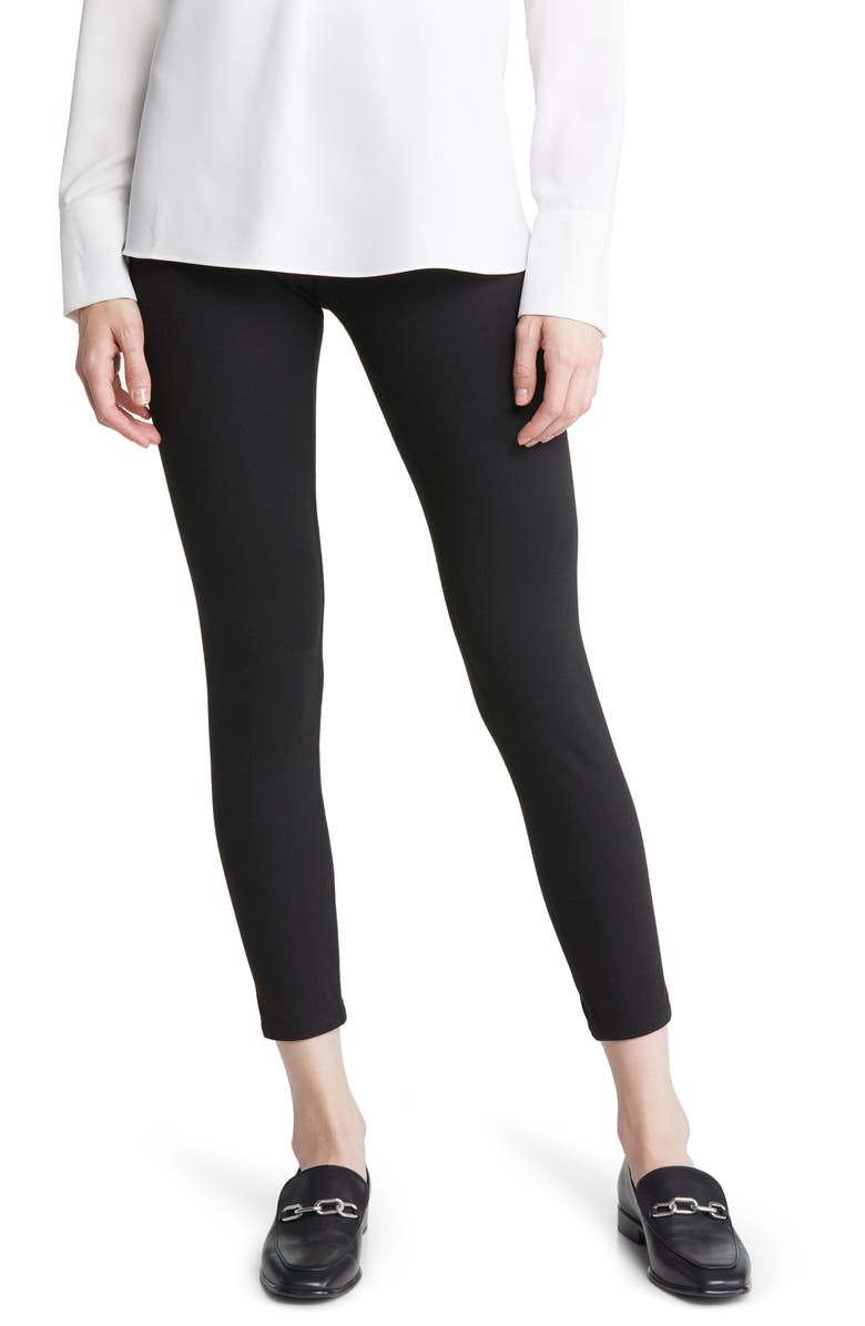 Hue Reversible Ponte Knit Crop Leggings, Main, color, Black/ Gray