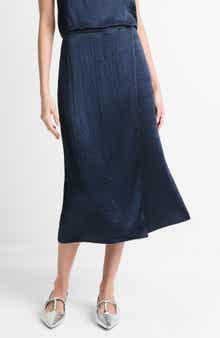 Vince Beaded Border Silk Midi Skirt
