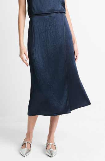 Vince Beaded Border Silk Midi Skirt