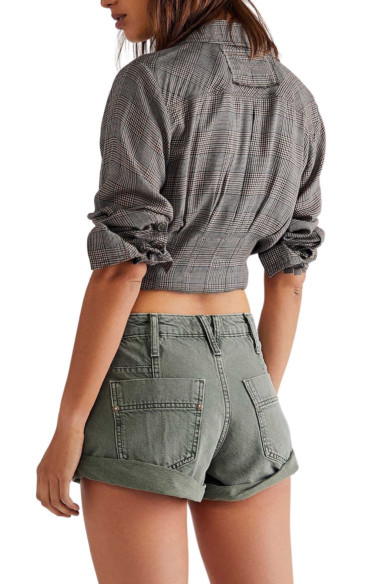Beginner's Luck Slouchy Roll Cuff Denim Shorts, Alternate, color, OLIVE