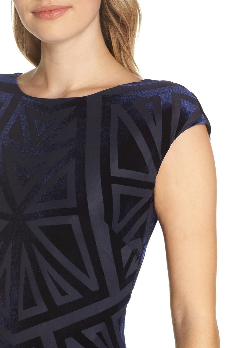 Vince Camuto Velvet Jacquard Sheath Dress, Alternate, color,