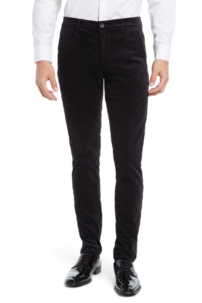 Jamison Tuxedo Stripe Velvet Trousers, Main, color, PURE BLACK
