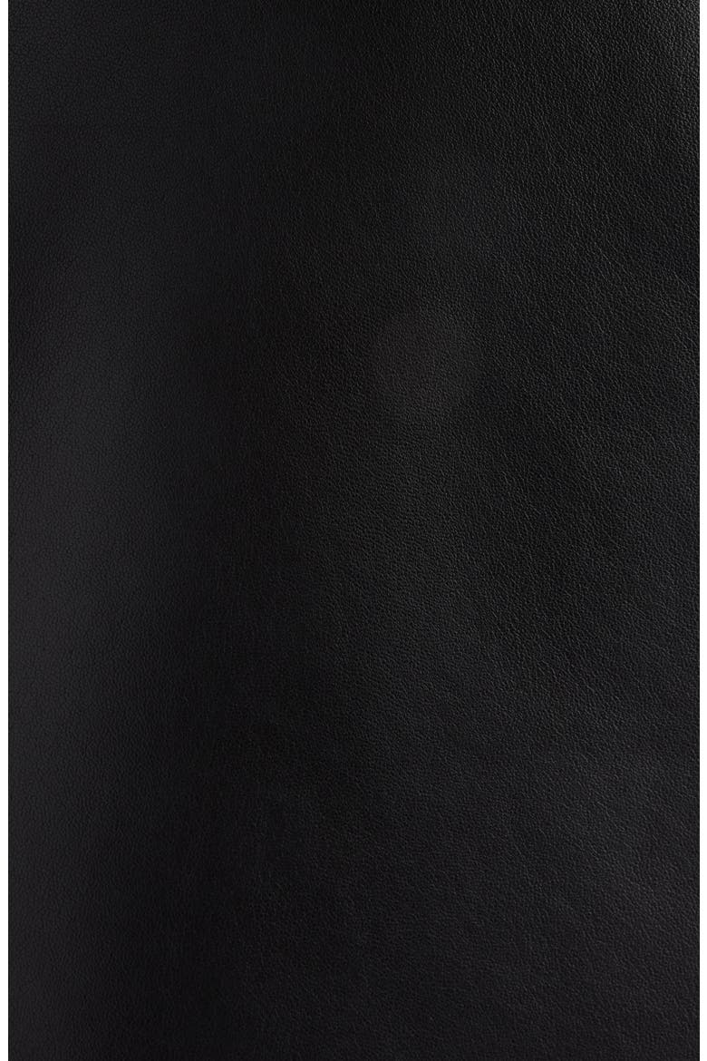 Fluted Leather Fit & Flare Minidress, Alternate, color, BLACK