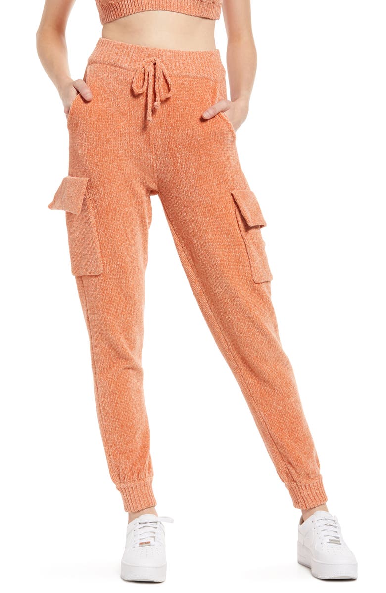 KENDALL + KYLIE Chenille Cargo Joggers, Main, color, 