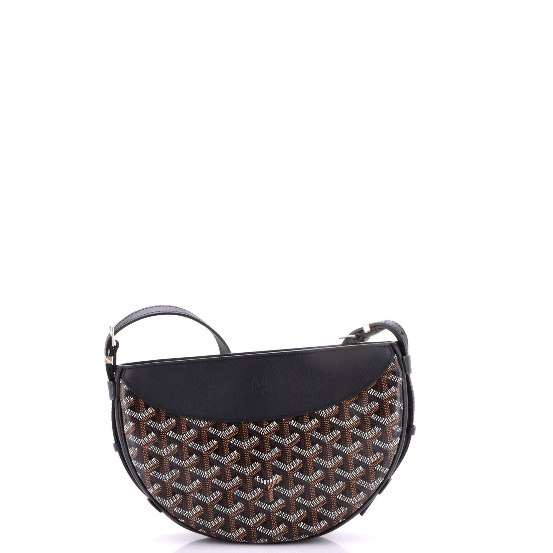 Hirondelle Shoulder Bag Coated Canvas and Leather, Alternate, color, Black