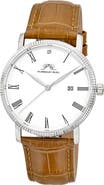 PORSAMO BLEU Veritas 1 Croc Embossed Leather Strap Watch, 40mm