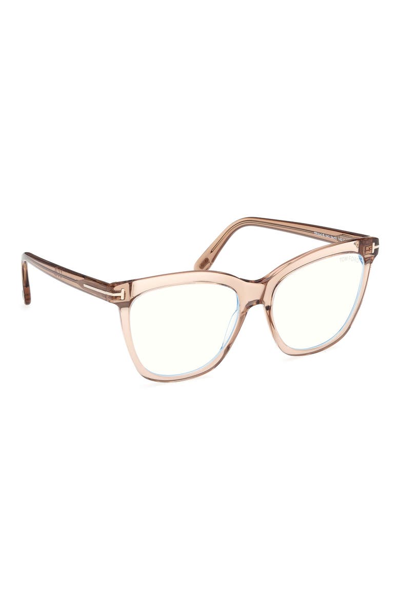 54mm Butterfly Blue Light Blocking Optical Glasses, Alternate, color, ROSE CHAMPAGNE / BLUE BLOCK