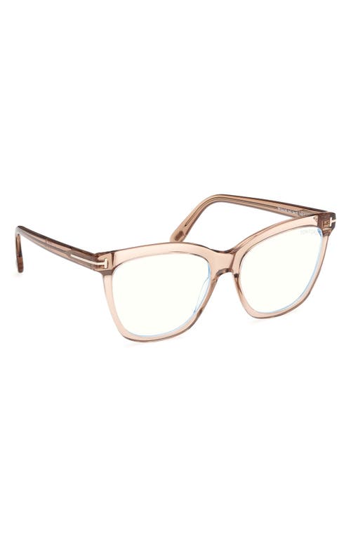 Tom Ford 54mm Butterfly Blue Light Blocking Optical Glasses In Rose Champagne/blue Block