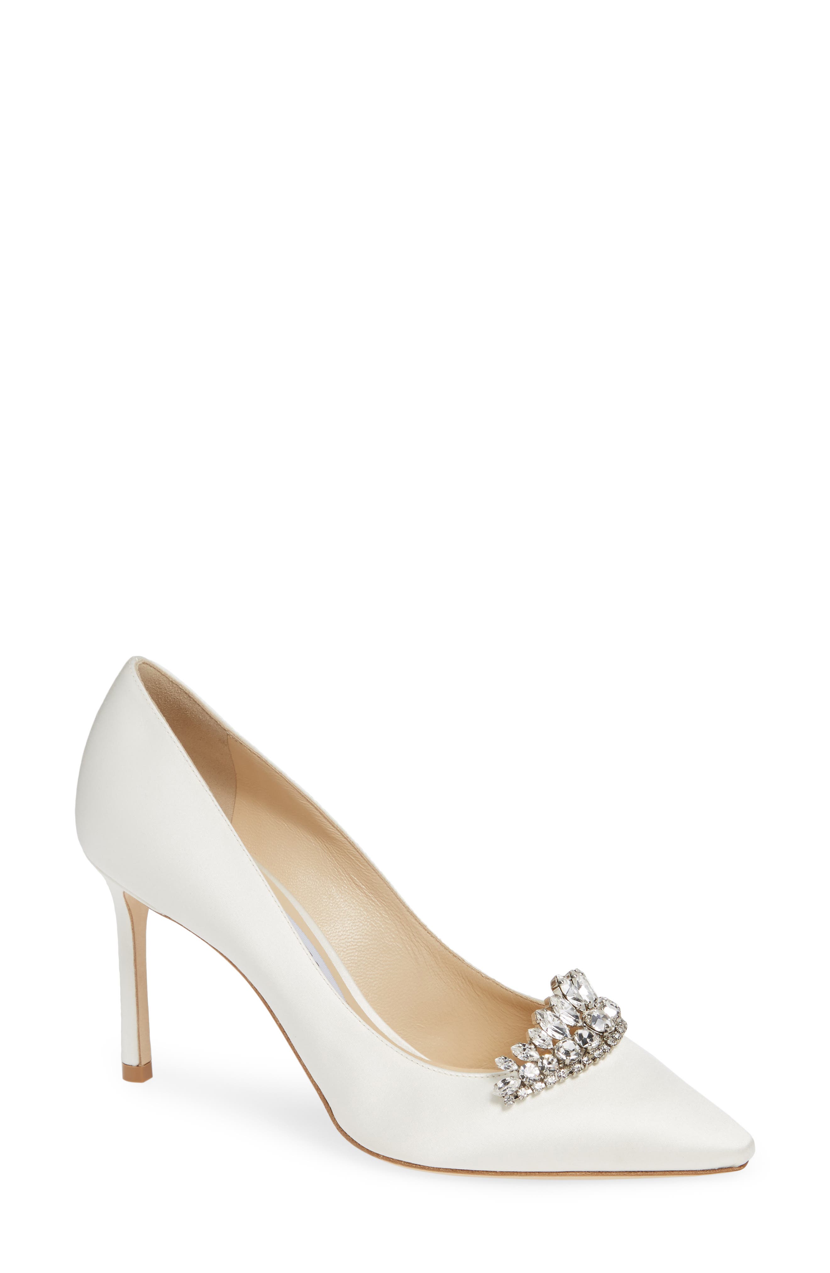 Jimmy Choo Romy Crystal Tiara Satin Pump, Main, color, 