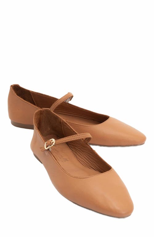 Forever & Always Shoes Lara Leather Mary Jane Flats in Cognac Brown Leather at Nordstrom, Size 9