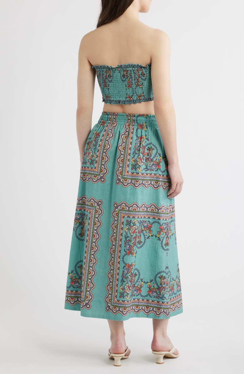 Cleobella Scarf Print Cotton & Linen Tube Top & Maxi Skirt Set, Alternate, color, Bleura Print