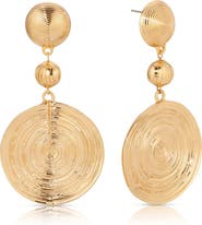 Ettika Textured Disc Drop Earrings