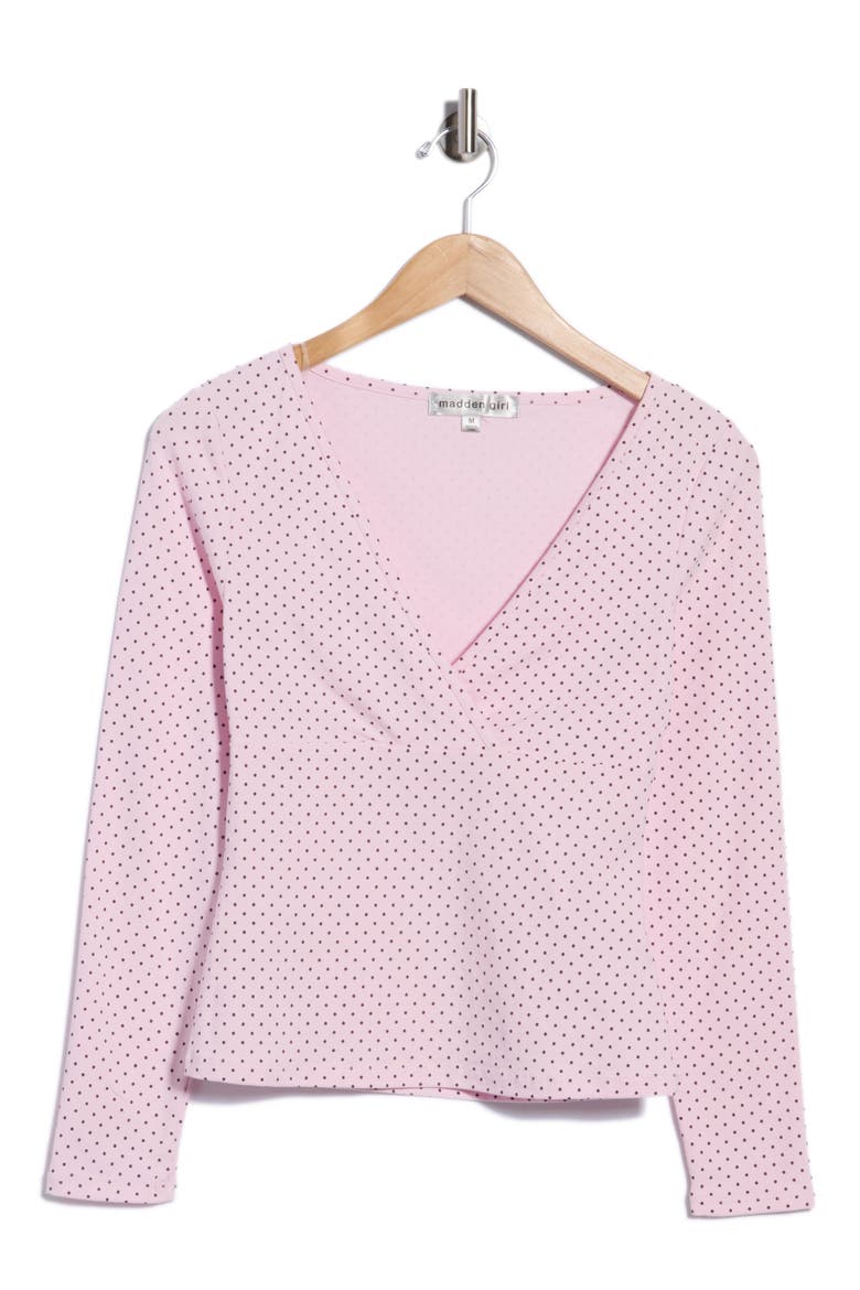 Surplice Neck Long Sleeve Top, Alternate, color, PINK COMBO
