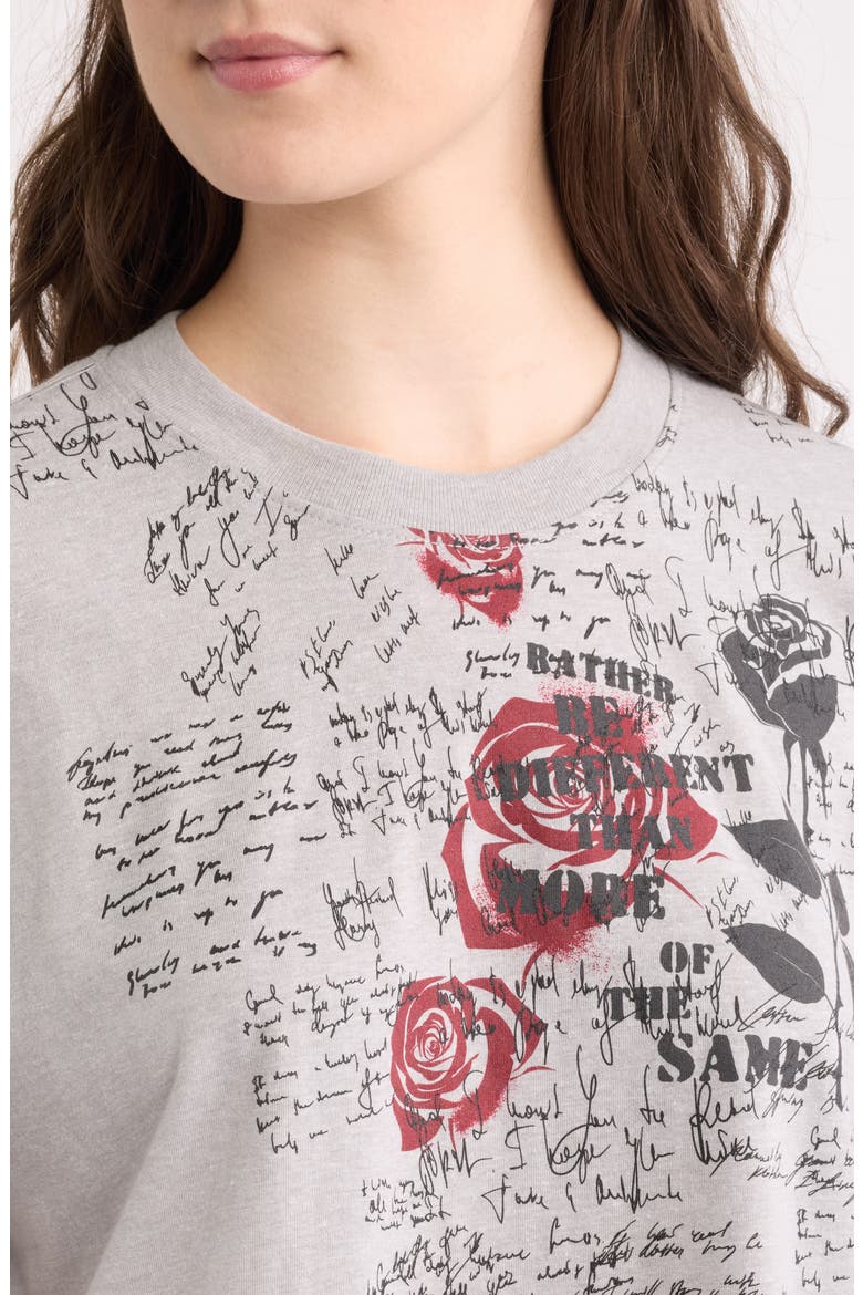 Roses Crop Graphic T-Shirt, Alternate, color, HEATHER GREY