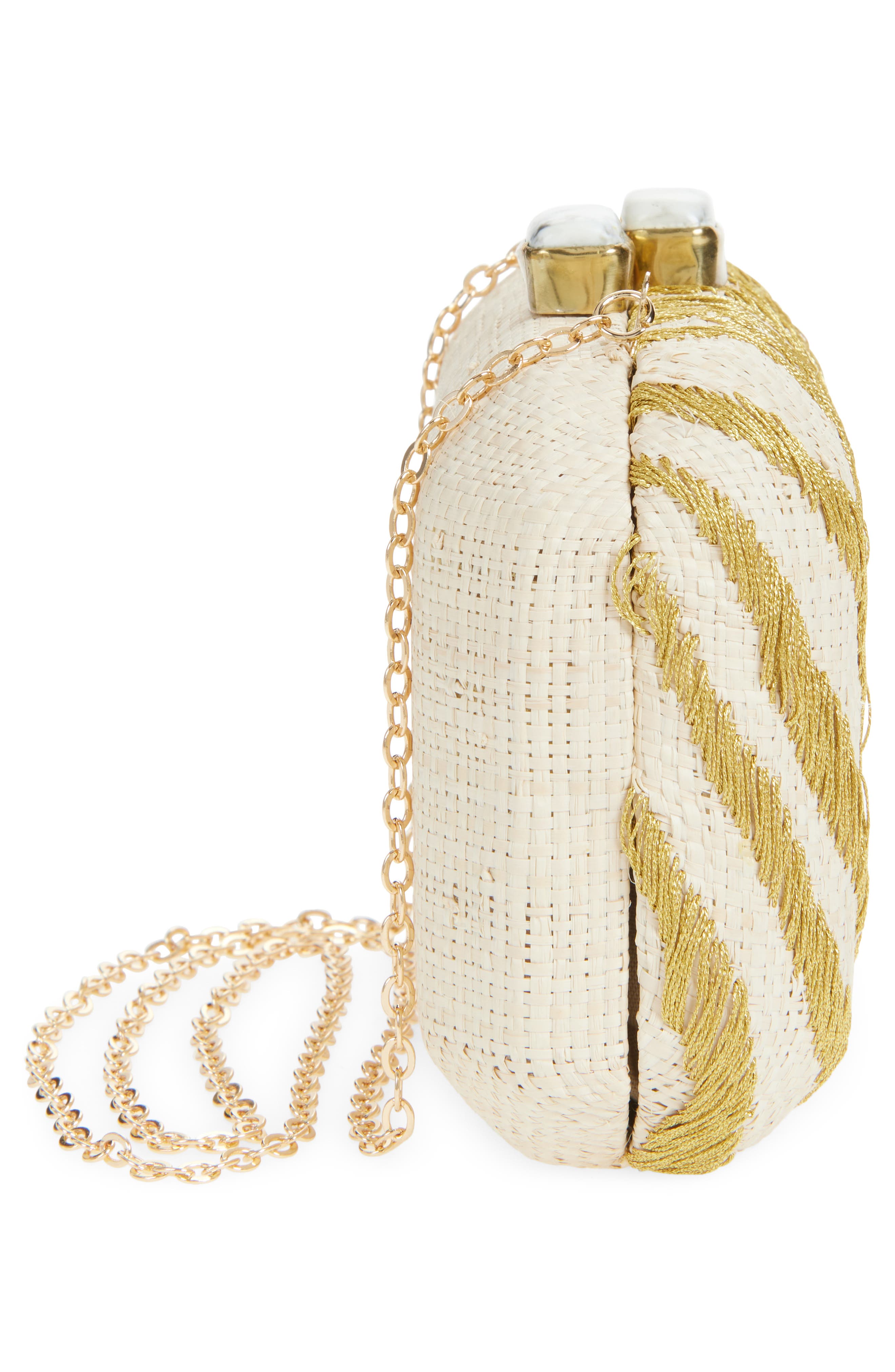 Pamela Munson Le Zoo Raffia Clutch, Alternate, color, Gold