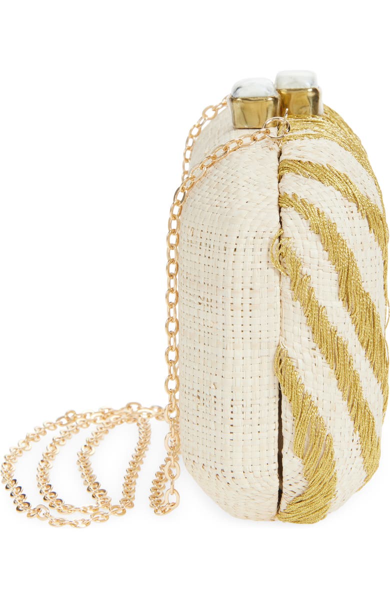 Pamela Munson Le Zoo Raffia Clutch, Alternate, color, Gold