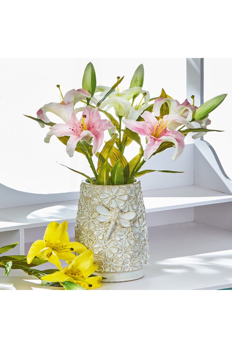 Soft Touch Faux Lily Stem Orange Orange Plastic Spring, Alternate, color, Orange