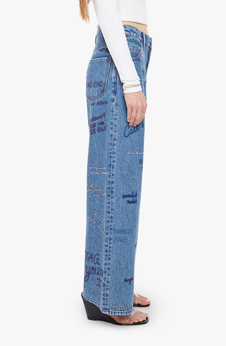 MOTHER The Mid Rise Double Dip Nerdy Flare Jeans, Alternate, color, Alphabet Soup