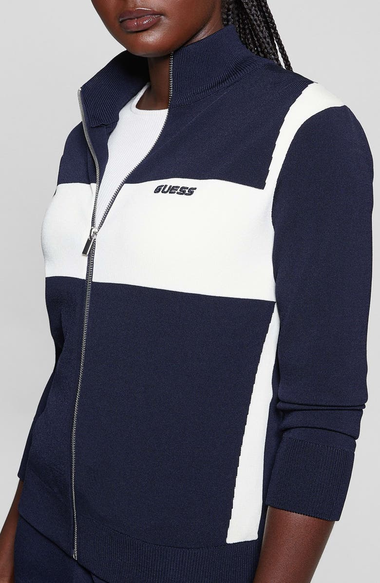 GUESS Michela Colorblock Zip Cardigan, Alternate, color, 