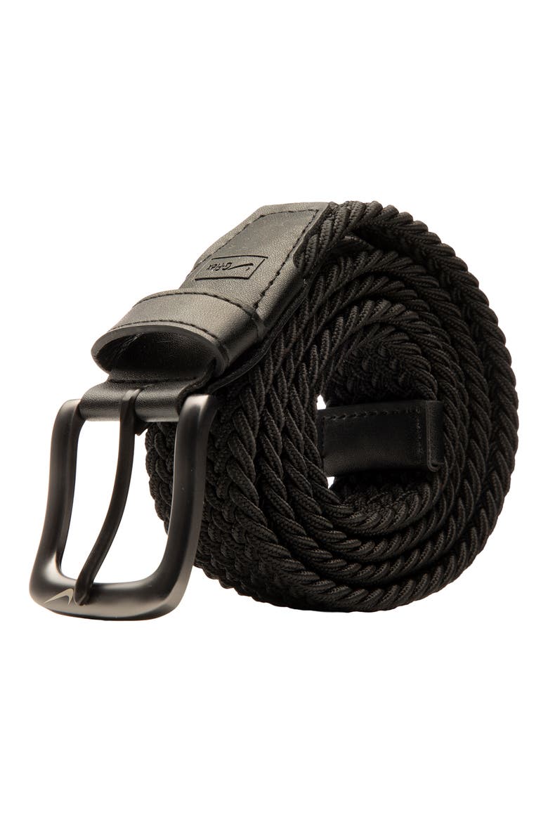 Stretch Webbed Braided Belt, Alternate, color, BLACK