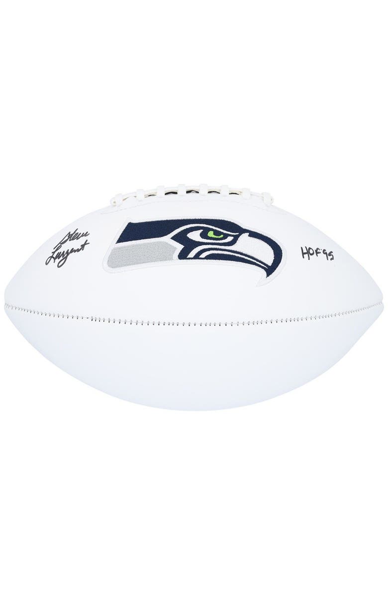 FANATICS AUTHENTIC Steve Largent Seattle Seahawks Autographed White Panel Football with "HOF 95" Inscription, Alternate, color, 