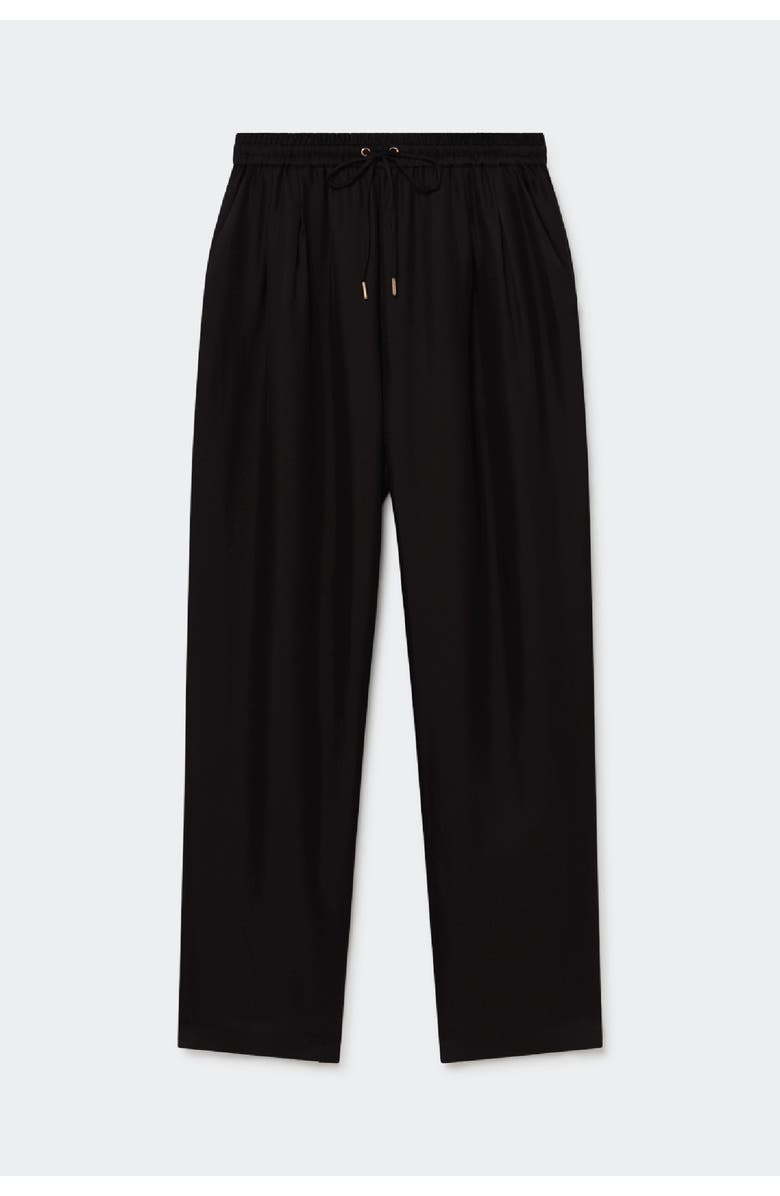 SILK LAUNDRY TWILL SLOUCH PANTS BLACK, Alternate, color, Black