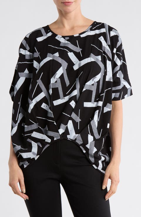 Geometric Print V-Neck Top