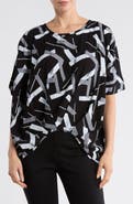 PATRIZIA LUCA Geometric Print V-Neck Top