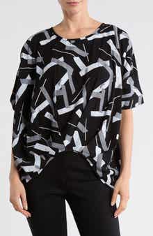 PATRIZIA LUCA Geometric Print V-Neck Top