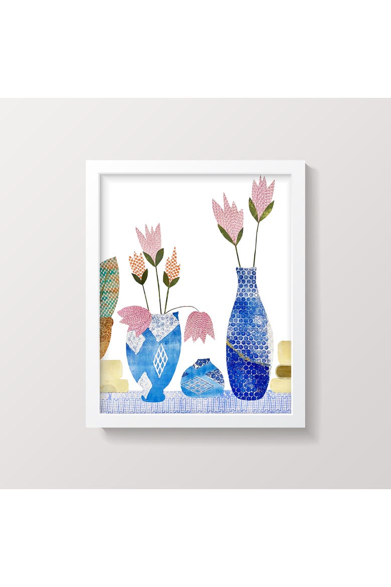 Springtime Floral Portrait Small Framed Print, Main, color, Blue
