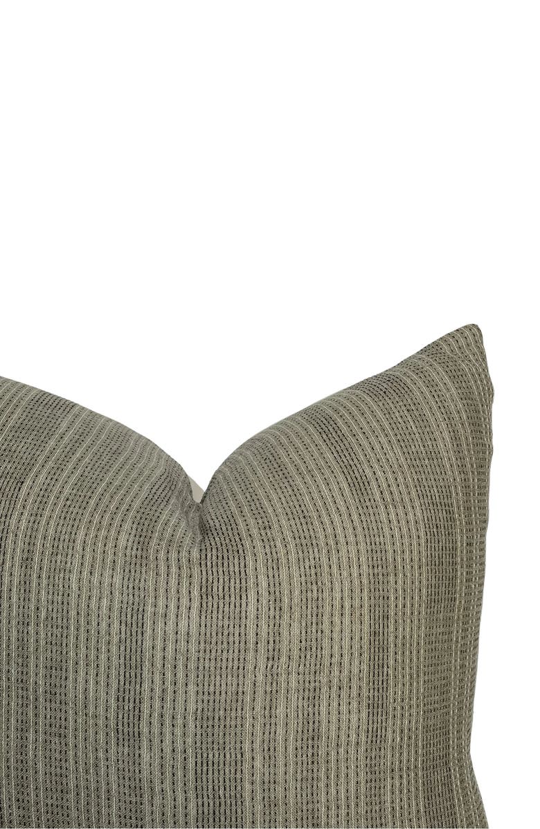 Linen & James Davis Olive Woven Stripe Pillow Cover, Alternate, color, Olive Green