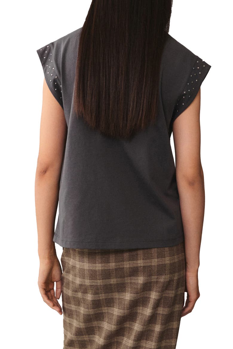 Studded Cap Sleeve T-Shirt, Alternate, color, GREY