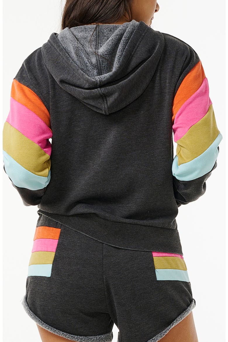 Surf Revival Colorblock Zip-Up Fleece Hoodie, Alternate, color, WASHED BLACK