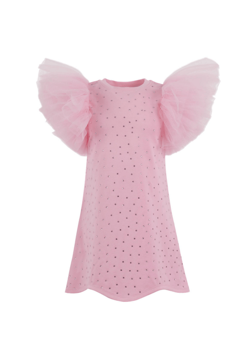 Lola + The Boys Crystal Ruffle Dress, Main, color, Pink