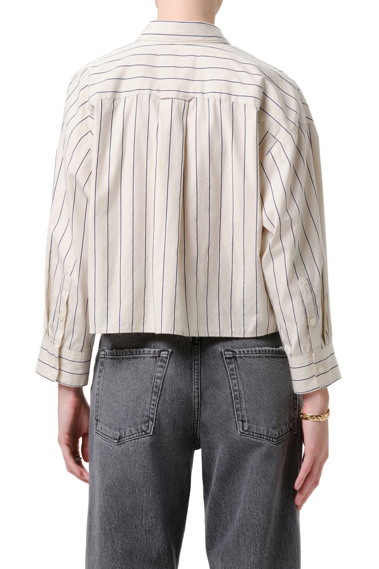 Petit Ami Striped Cotton Shirt, Alternate, color, RAMBLE CREAM/ NAVY STRIPE
