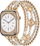 RItech Beaded Clover & Faux Pearl Apple Watch® Watchband