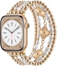 RItech Beaded Clover & Faux Pearl Apple Watch® Watchband