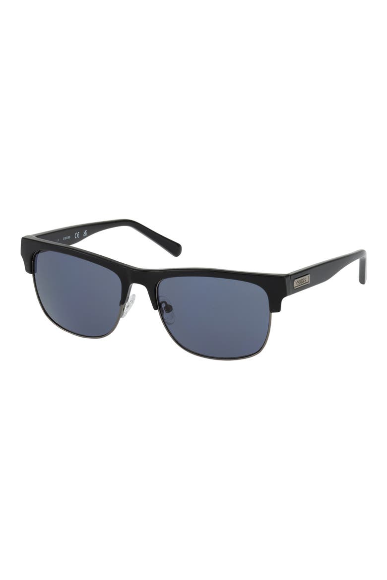 56mm Square Sunglasses, Alternate, color, SHINY BLACK / SMOKE