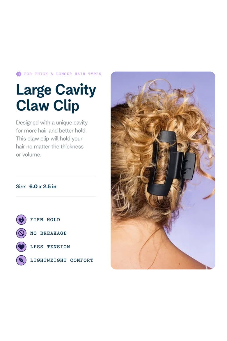 Large Cavity Claw Clip for Thick Hair, Alternate, color, Black