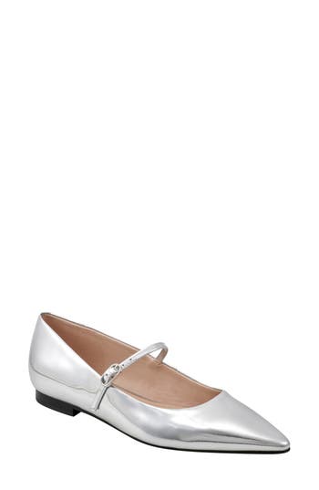 Marc Fisher Ltd Daner Pointed Toe Flat In Silver