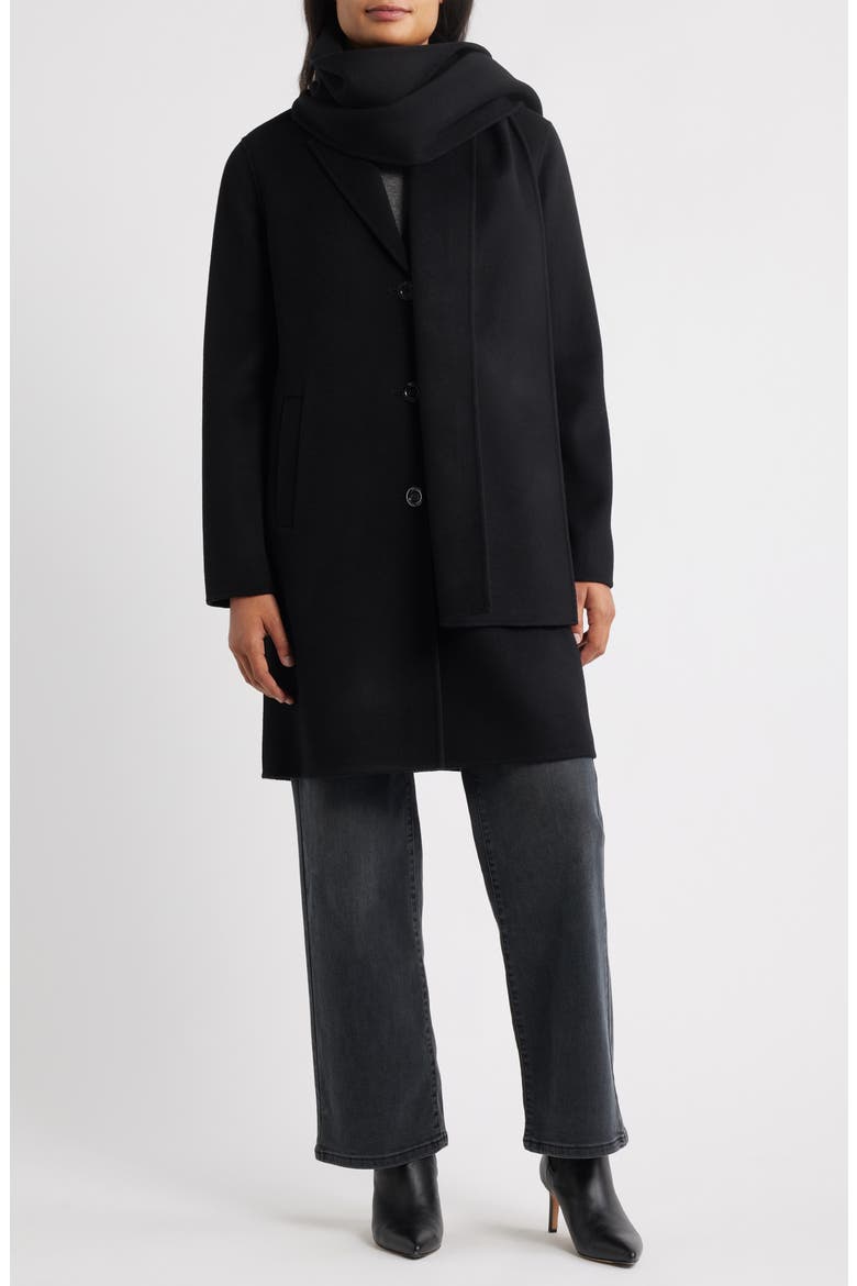 Wool Blend Coat with Removable Scarf (Women) | Nordstromrack
