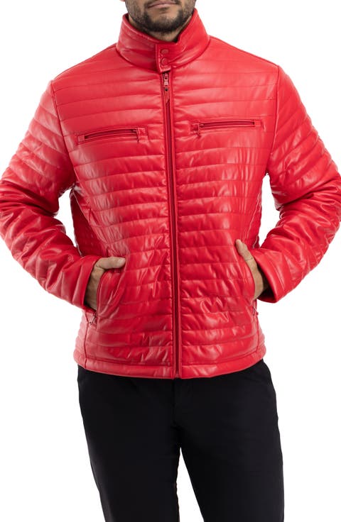 Faux Fur Lining Quilted Faux Leather Jacket