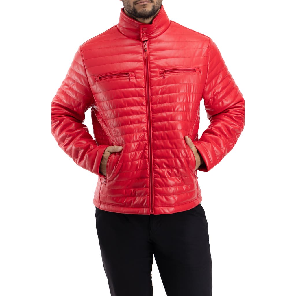 X-ray Xray Faux Fur Lining Quilted Faux Leather Jacket In Red